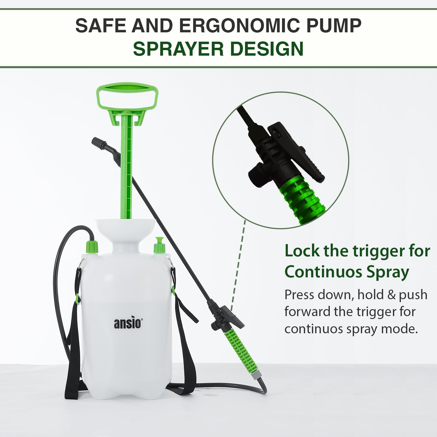 ANSIO® Garden Sprayer 5 litre Pressure Pump Action, Weed Killer,Water Pump Sprayer, Ideal with Pesticides, Insecticides, Fungicides.